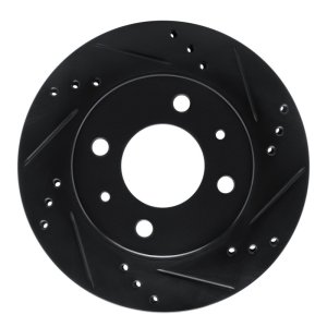 Dodge ATOS Brake Rotor (1) - Front Right - R1 Concepts - Drilled & Slotted - Black - `98-`12
